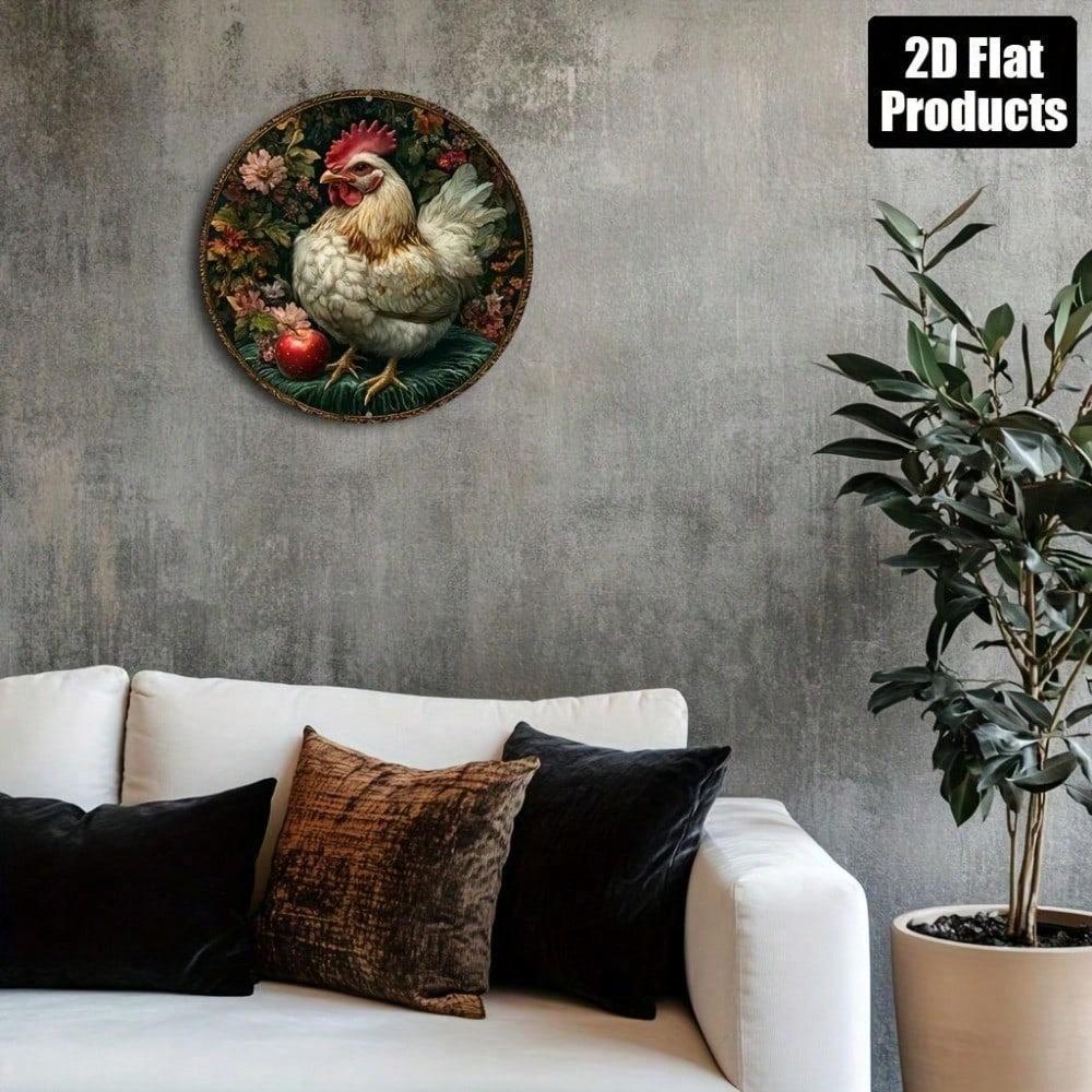 Vintage Rooster Metal Wall Art Sign 8x8 Inch Farmhouse Kitchen Decor Retro Bar Cafe Office Gift