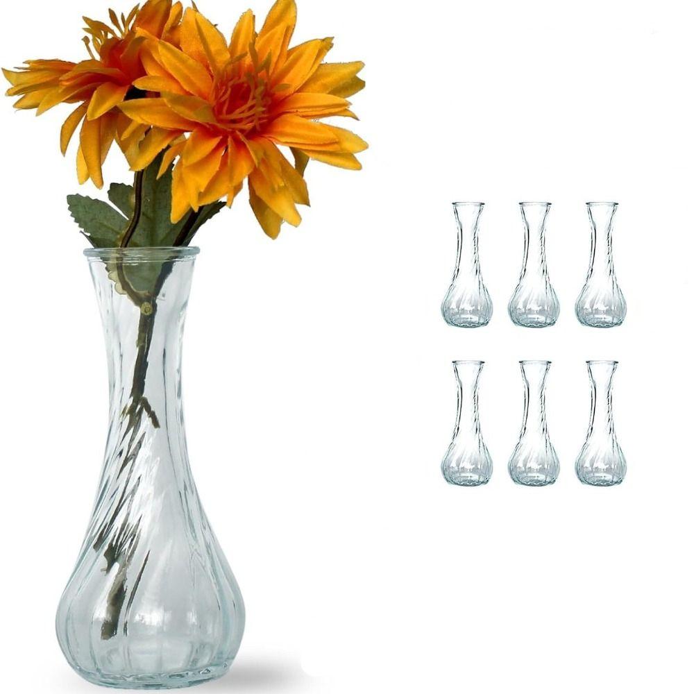 6PCS Transparent Mini Glass Vase Vintage Flower Holder Minimalist Clear Flower Vases  Wedding Decor