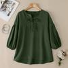 ZANZEA Women Casual Round Neck Solid Color 3/4 Sleeve Loose Blouse