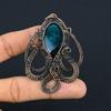 Natural Octopus Labradorite Stone Handmade Copper Wire Wrap Pendant 3.03" T5m67