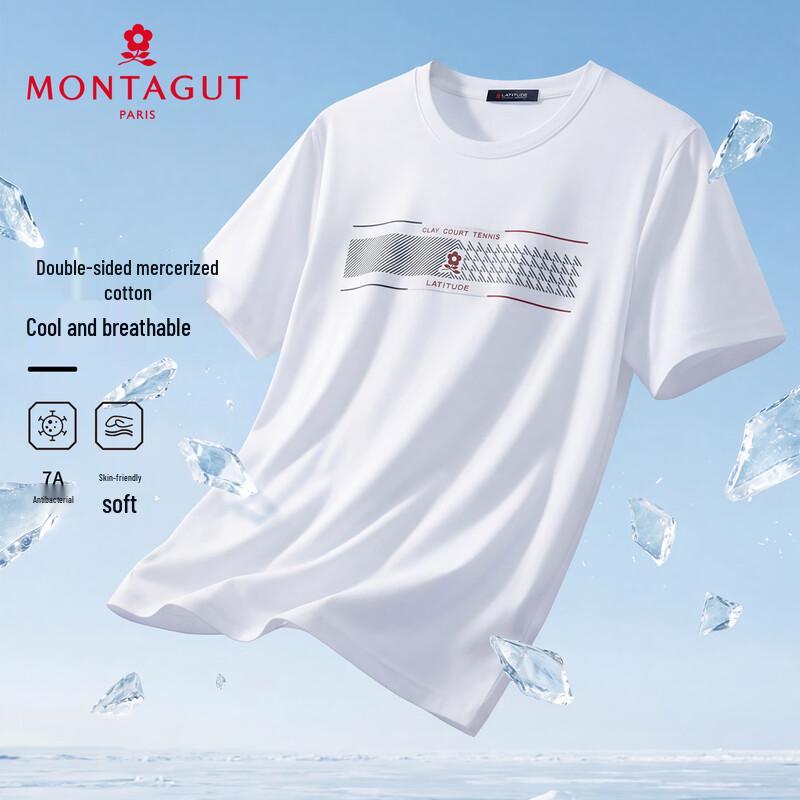 MONTAGUT Men s Summer Double Mercerized Cotton Blend T-Shirt 2XL