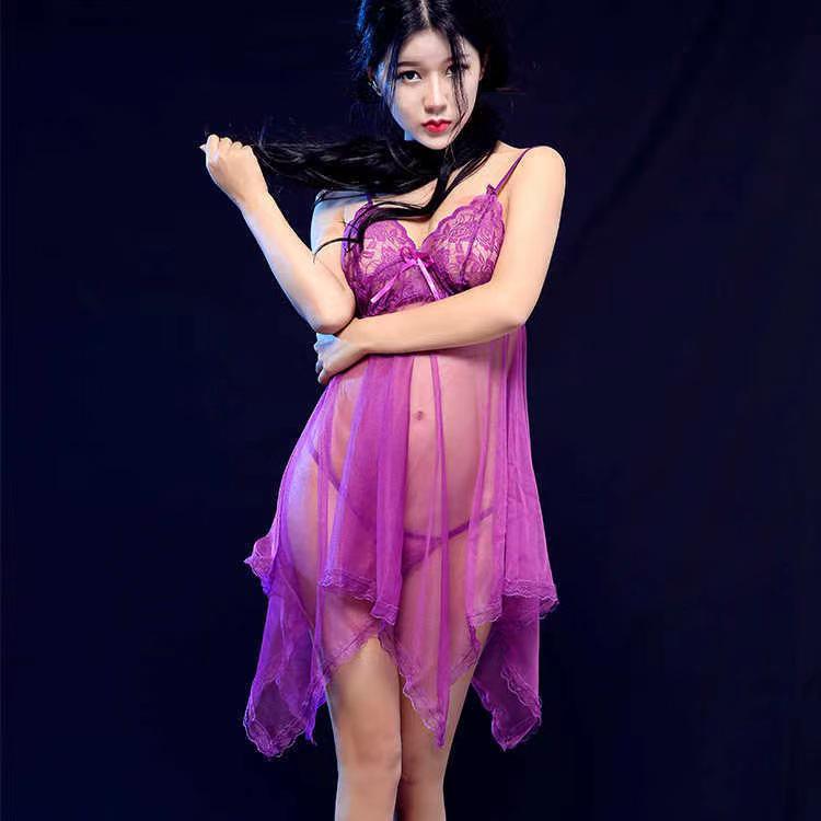 Damska Seksowna Bielizna z Siateczki i Koronki - Przezroczysta Koszula Nocna Plus Size na Wszystkie Sezony