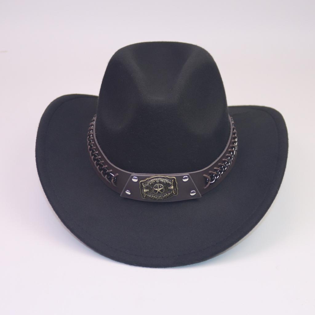 Male and Female Couples Jazz Hat Bucket Hat European and American Style Big Edge Top Hat Sunscreen Hat Woolen Cowboy Hat