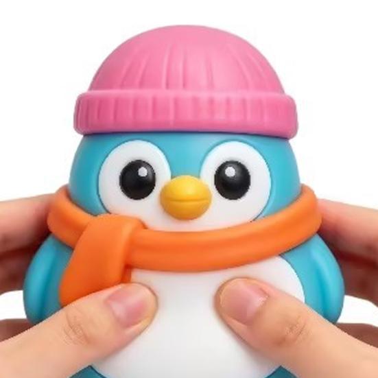 Cartoon Penguin Stress Relief Toy Knitted Hat Scarf Penguin Squeeze Toy Anti-anxiety Soft Stress Ball Animal Desk Toy