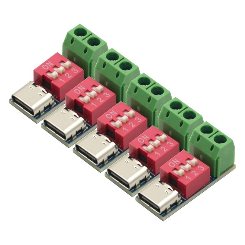 5Pcs Fast Charging Test Board 5-20V Adjustable USB Type C 100W Power Supply Tester Programmable Module