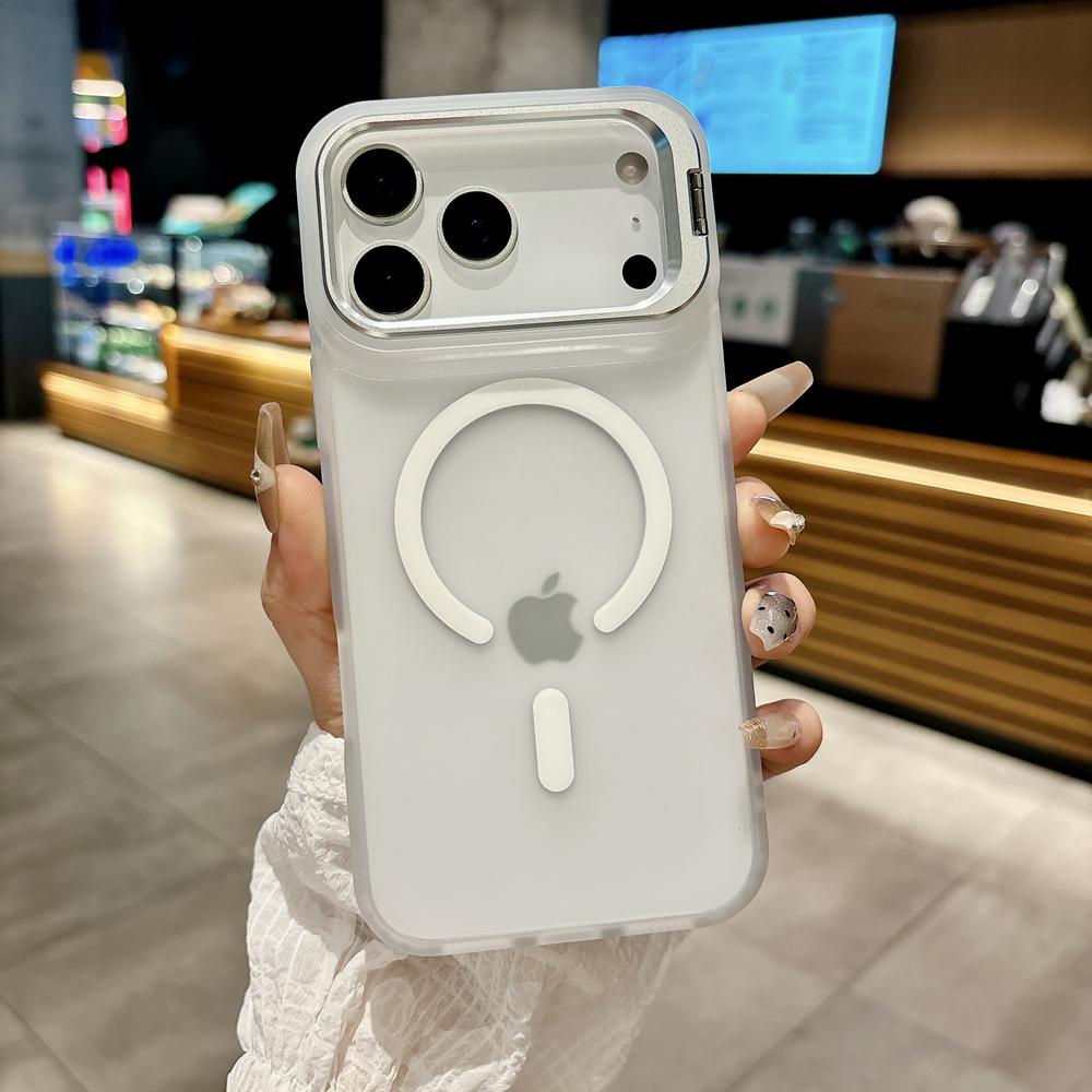 KEYSION Metall-Objektivständer Handyhülle für MagSafe für iPhone 17 Pro Max 17 Air Magnetisch Transparent Matt PC+TPU Stoßfeste Hülle