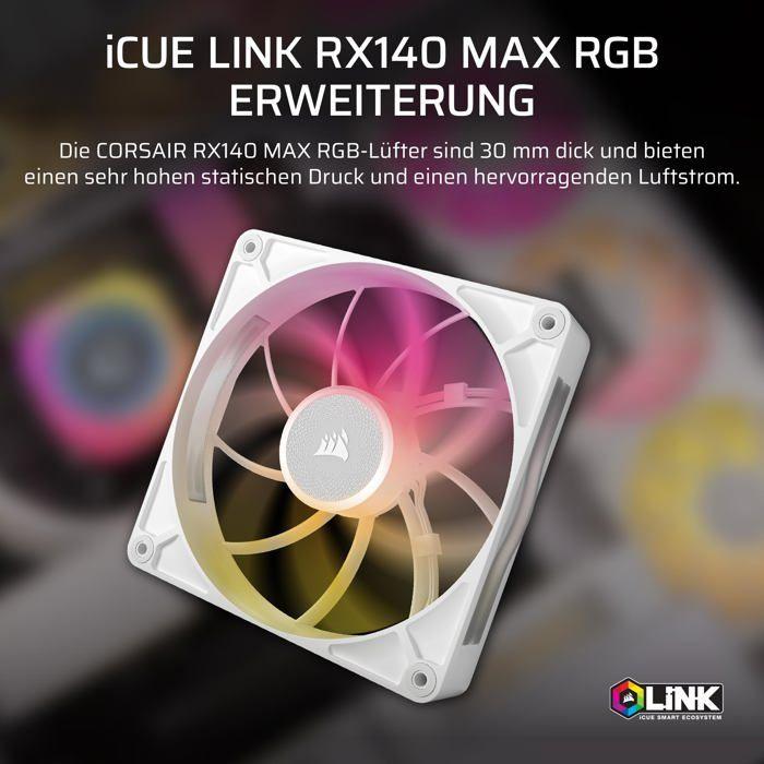 Refroidissement pc - corsair - co-9051039-ww - kit de démarrage ventilateurs icue link rx140 rgb max white single fan