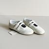 Sheepskin version~ Leather Velcro Sports Mary Jane Shoes Versatile Round Head Casual Shoes Women's Flat Ballet Training Shoes