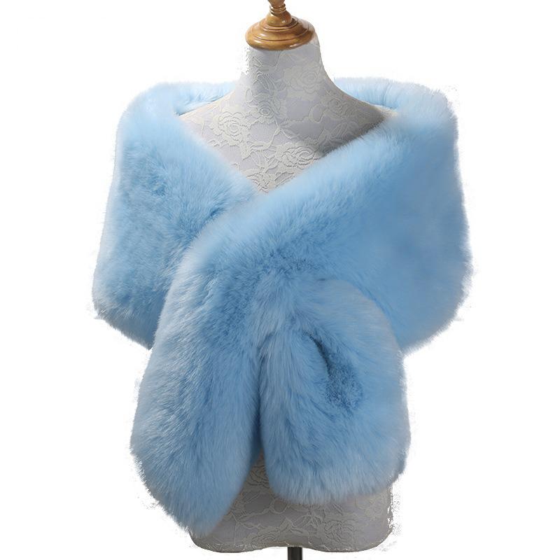 Women’s Luxurious Faux Fur Shawl Winter Bridal Thicken Soft Warm Comfortable Faux Fur Shawl Wrap for Wedding Evening Party