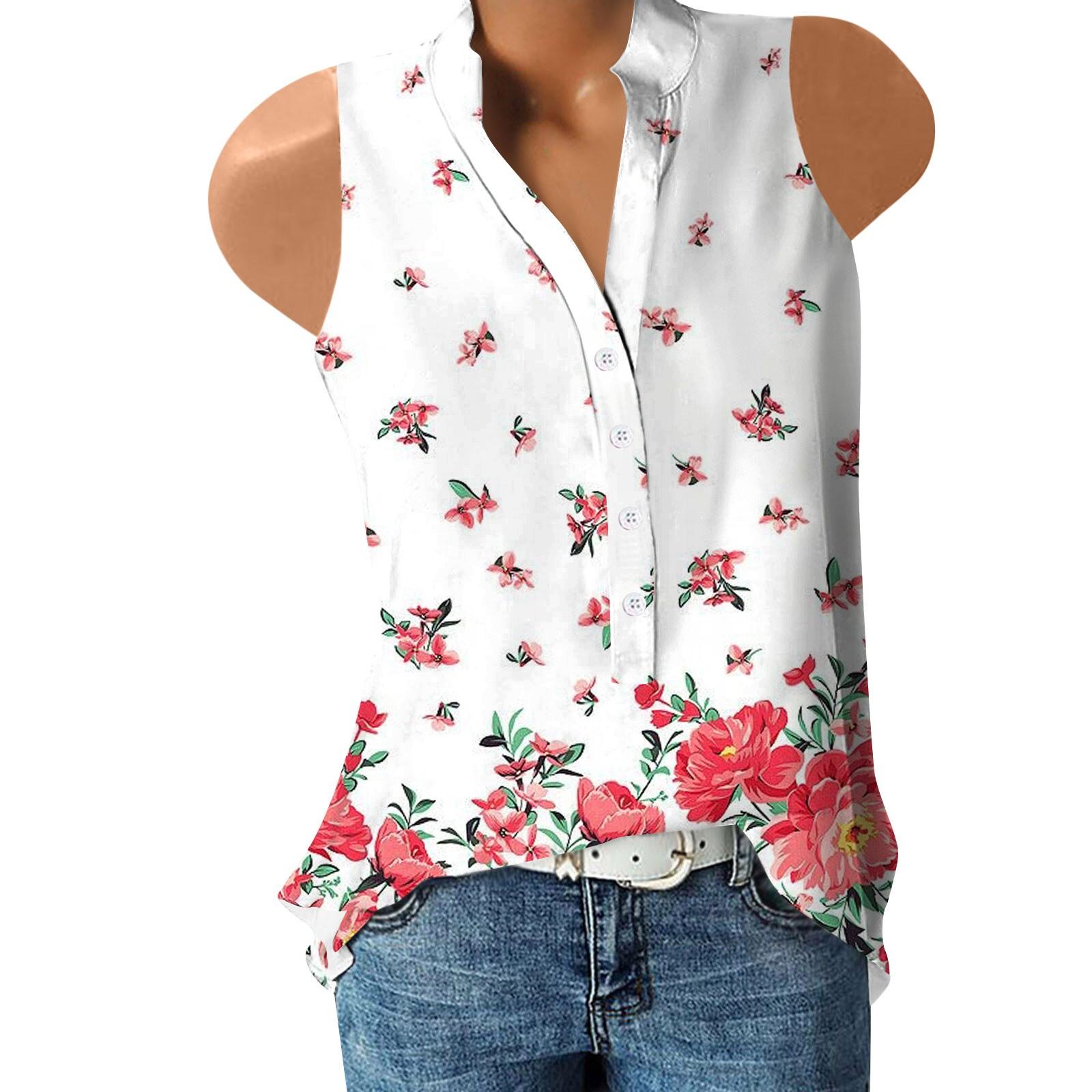 Женская повседневная рубашка без рукавов с принтом на пуговицах XL чёрный — фото 7