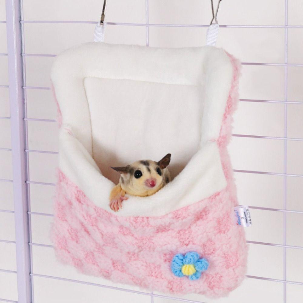 Warm Pet Swing Bag Velvet Sugar Glider Hanging Hammock Guinea Pig Bed Hamster Plush Hammock Winter