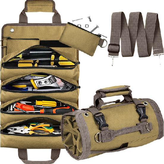 Electrician's Tool Storage Bag Roll-Up Multifunctional Canvas Hardware Tool Bag Oxford Cloth