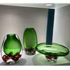 Green Vase Clear Fruit Tray Desktop Storage Container Flower Vase Double Color Transparent Terrarium Home Decoration Accessories