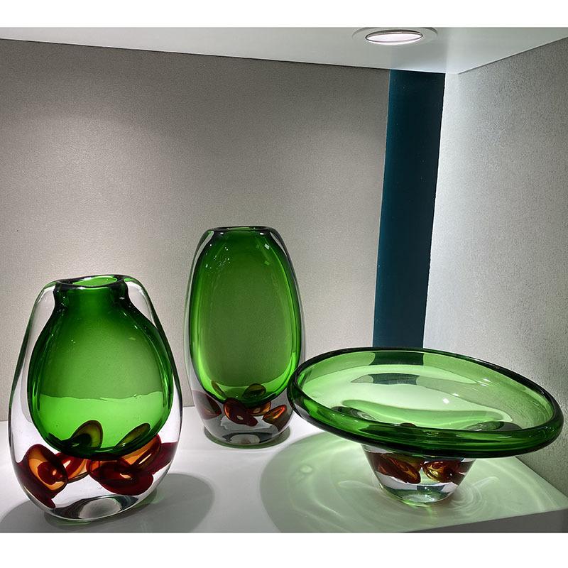 Green Vase Clear Fruit Tray Desktop Storage Container Flower Vase Double Color Transparent Terrarium Home Decoration Accessories