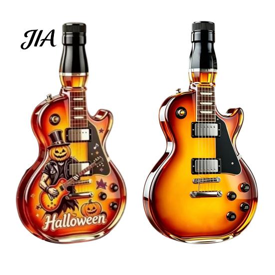 Decanter Retro in Vetro Borosilicato a Forma di Chitarra Decorativa, Grande Capacità, Tappo a Vite, Birra per Conservazione E