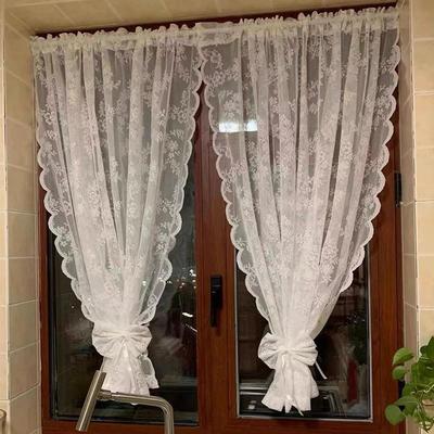 French Country Lace Gauze Curtain for Princess Kitchen Door or Children's Room, Phantom Bay Window, White