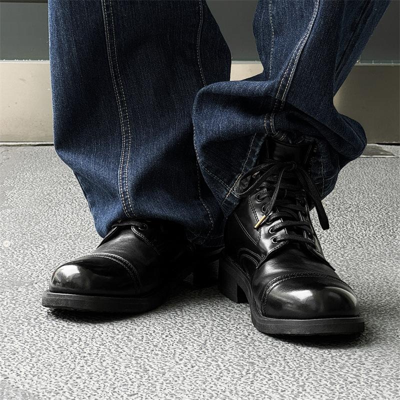 

Обувь Martin мужские осенне-зимние высокие повседневные кожаные туфли в британском стиле в стиле ретро для отдыха на природе короткие ботинки 14528-J 38 чёрный