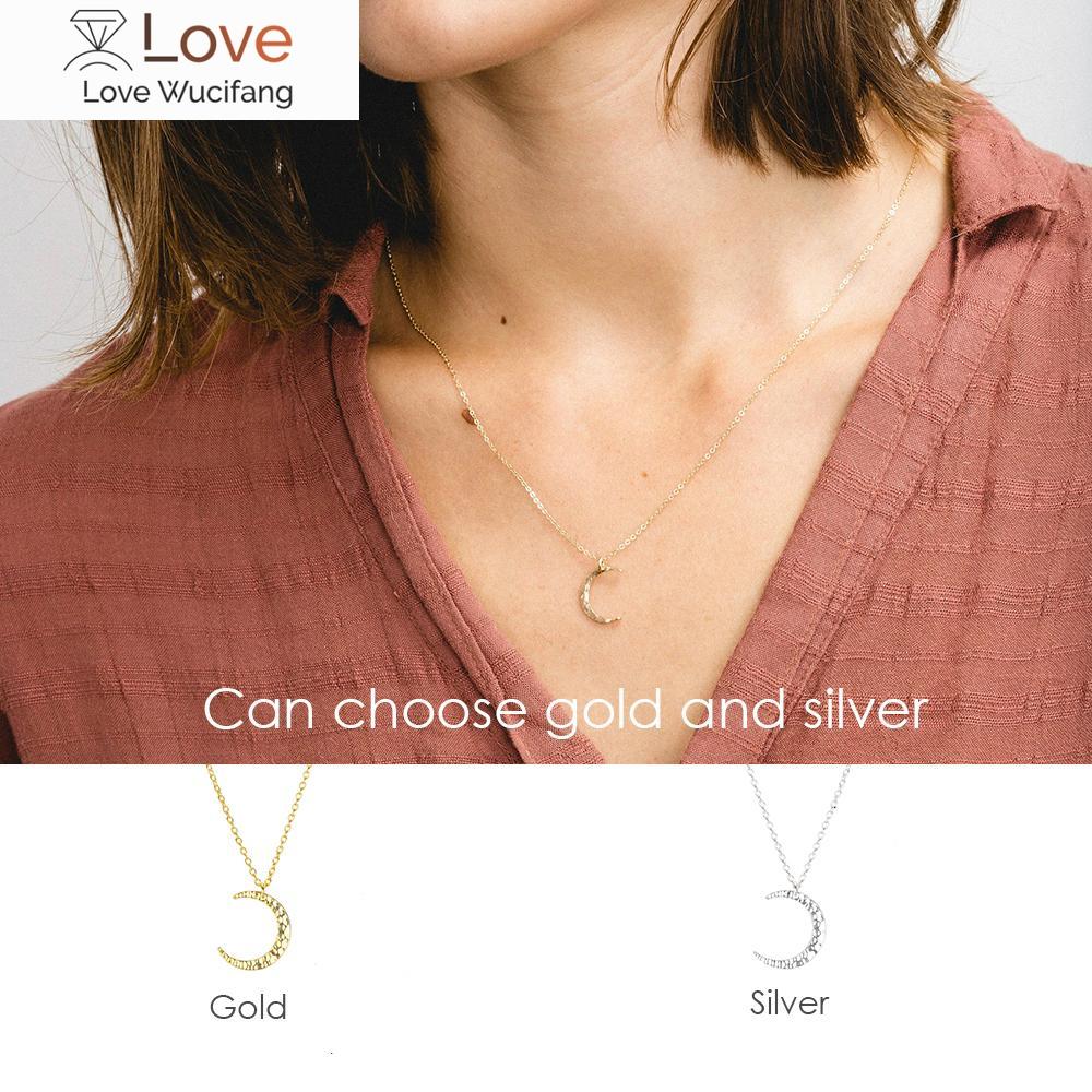 Mote 925 Sterling Sliver Halskjede Half Moon Elegant anheng 2 farger bryllup smykker Jubileumsgave til kvinner (Ne103232 )