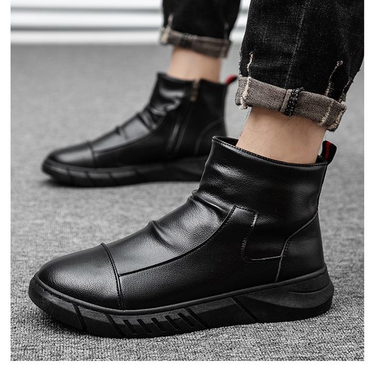 Fashion Men Chelsea Boots Slip-on Waterproof Ankle Boots Retro Black Men Fashion Boots Motorcycle Shoes 2025 New
