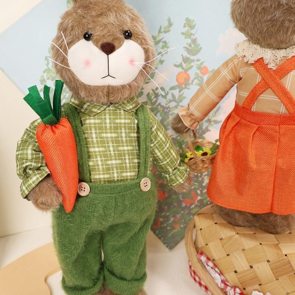 Cartoon Easter Rabbit Ornament Retractable DIY Handmade Bunny Telescopic Standing Pastoral Style Merry Easter Decoration