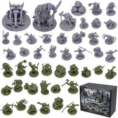 Path Gaming Goblin Horde Miniature Kit, 46 Unpainted Figures, 28mm Scale, Tabletop Role-Playing/D&D Compatible, Gob46