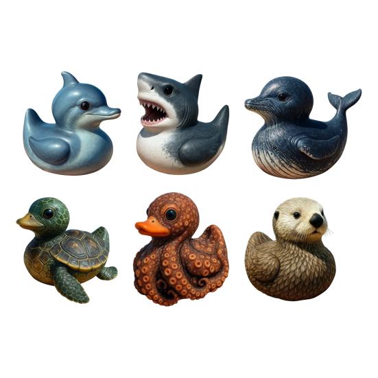 Sea Animal Duck Figurine Turtle Shark Dolphin Whale Duck Beaver Octopus Statue Sculpture Home Office Desktop Car Dashboard Decoration Ornament