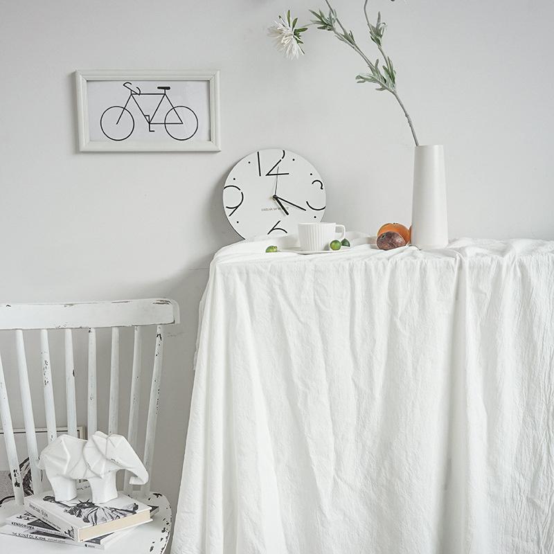 Pure Color Tablecloth Crinkle Cotton Washable Table Cover Tablecloths for Rectangle Table Baby Shower Kitchen Party Wedding Deco