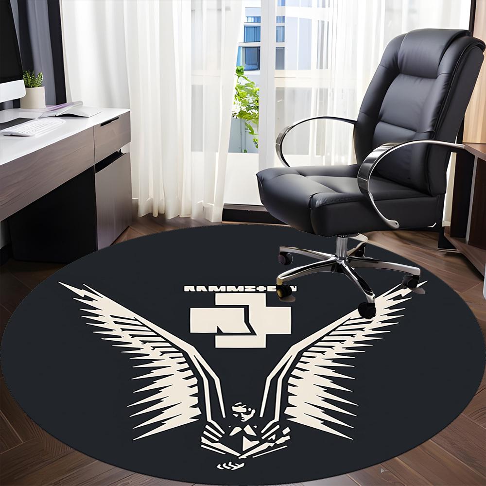 1PC RAMMSTEIN Office Round Rug, Non-slip, Soft and Durable Office Rug for Interior Decoration, Perfect for Office, Beautiful Decoration