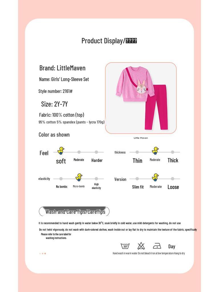 Little Maven Jesienny Zestaw Ubranek dla Dziewczynki z Długim Rękawem