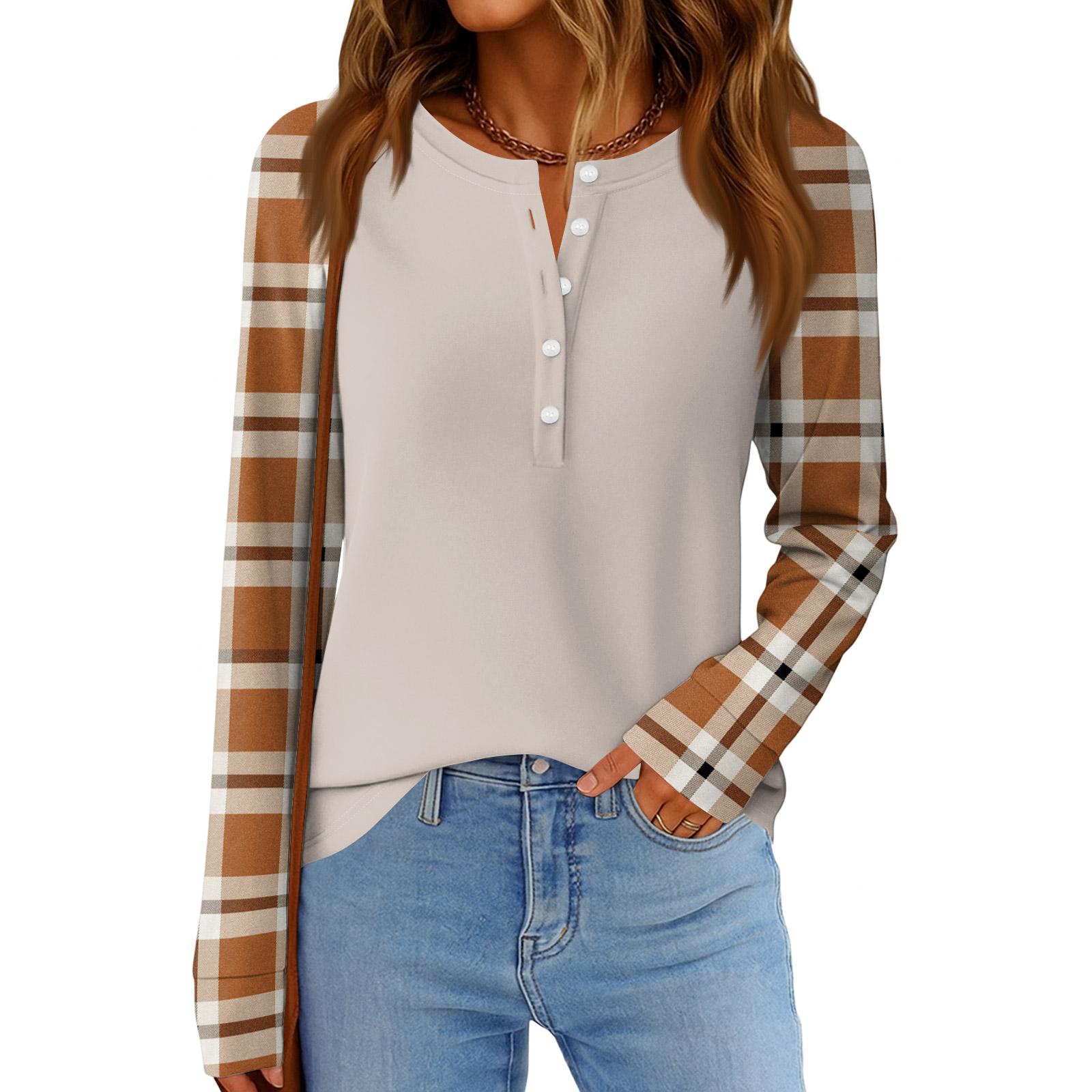 

Женская мода Свободный топ с длинным рукавом и круглым вырезом в повседневном стиле S