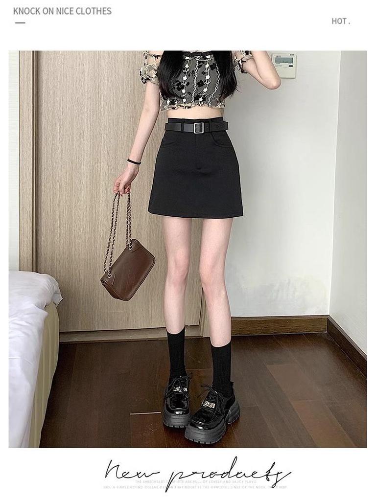 2024 Grauer Schlankmachender A-Linien Bleistift-Midirock mit Hoher Taille für Damen