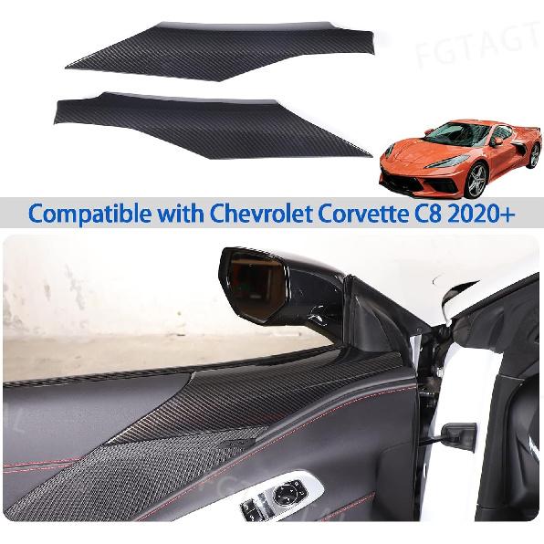 Inner Door A Pillar Lower Panel Trim Cover Compatible with Chevrolet Corvette C8 2020-2026, ABS Inner Door Panel Armrest Cover Trim, Inner Door Panel