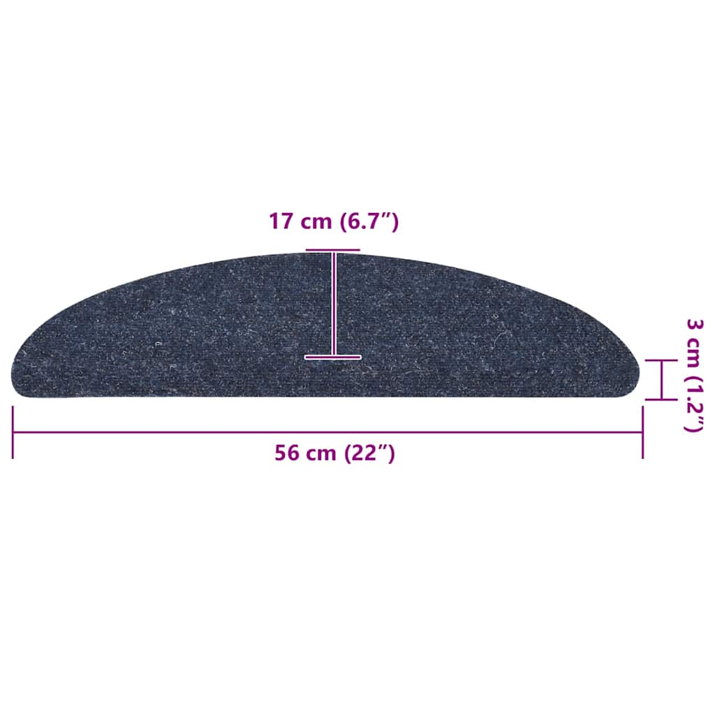 Self Adhesive Stair Treads 5 pcs 56 x 17 x 3 cm Blue Semi Round