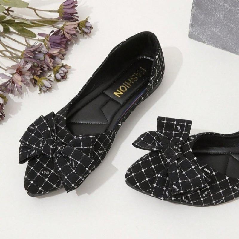 Fashion Ladies Shoes 2025 Hot Sale Shallow Women's Flats Fashion Butterfly-knot Daily Plus Size Color Matching Light Flat Low Heels