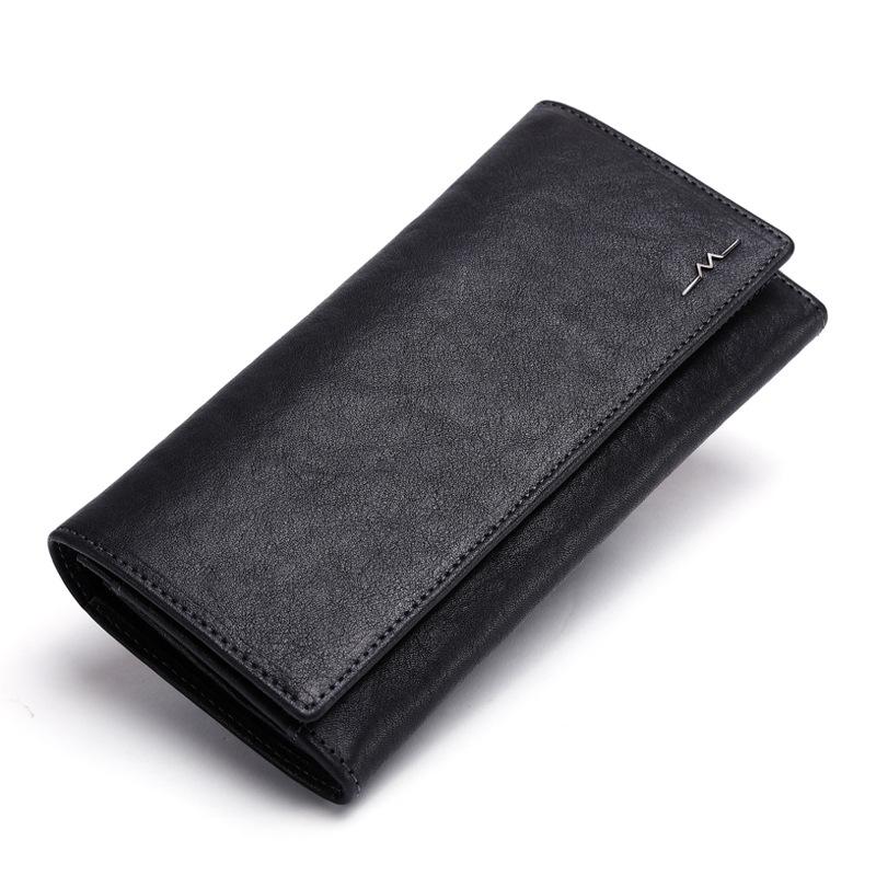 New Arrival: Men's Long Genuine Leather Wallet – Multi-Card, Korean Style, Zippered Cowhide Handbag for Business & Youth.