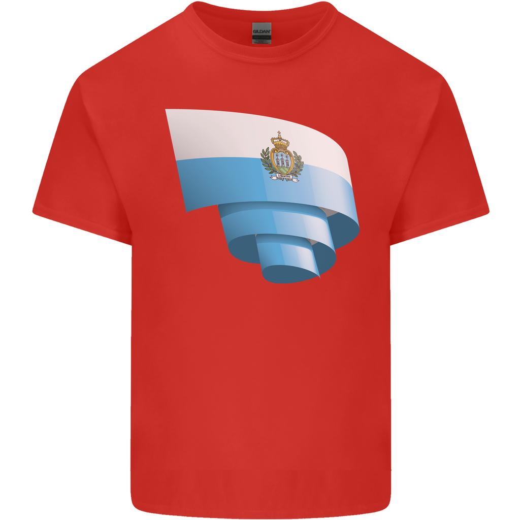 Curled San Marino Flag Sammarinese Day Football Unisexs Light Cotton TShirt
