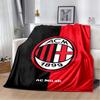 AC Milan Football Club Half Black Red Split ACM 1899 Logo Flannel Blanket Soft Warm Lightweight Sports Fan Washable Throw Blanket Bedroom Sofa Decor