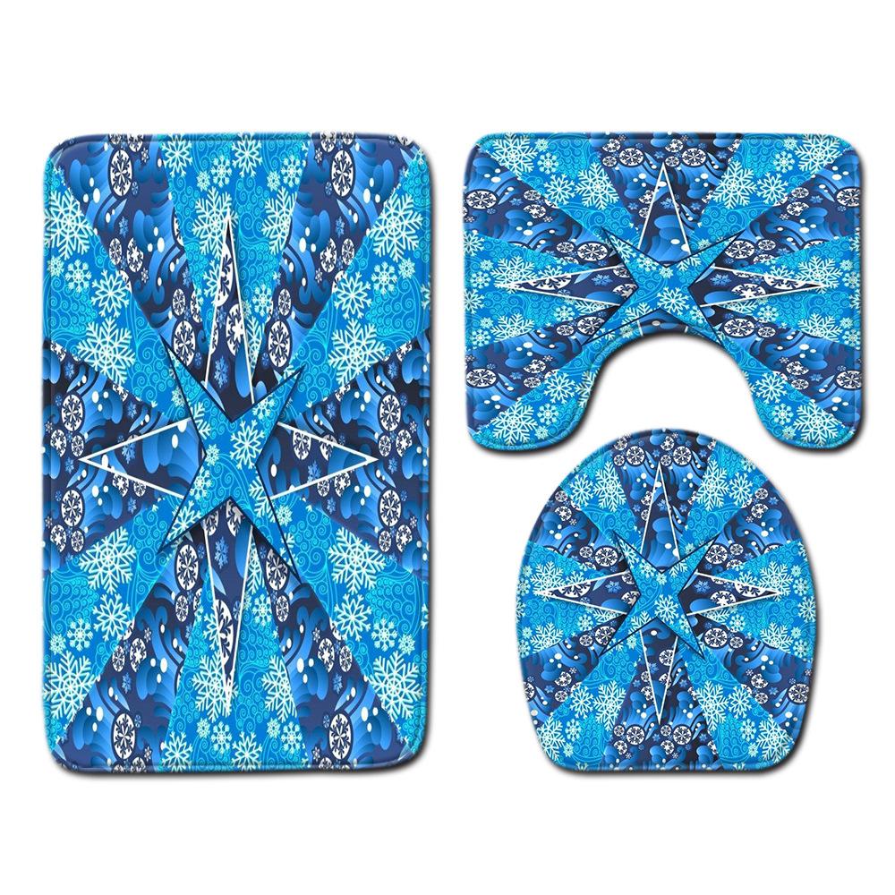 Christmas Bathroom Floor Mat Toilet Three-Piece Set