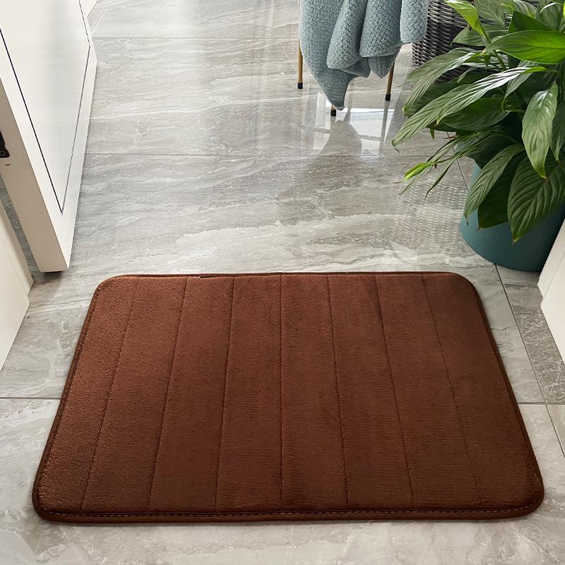 Quilted Coral Fleece Floor Mats: Perfect for Bedroom, Entrance, Bathroom, and Toilet; Absorbent, Embroidered Design.