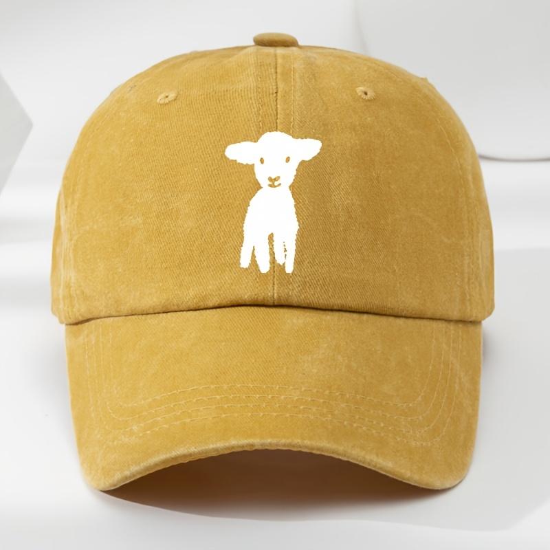 Cartoon-Ziegen-Print, gewaschene Baseballkappe für Herren für den Außenbereich, getragene Schirmmütze, Sport- und Freizeit-Sonnenhut