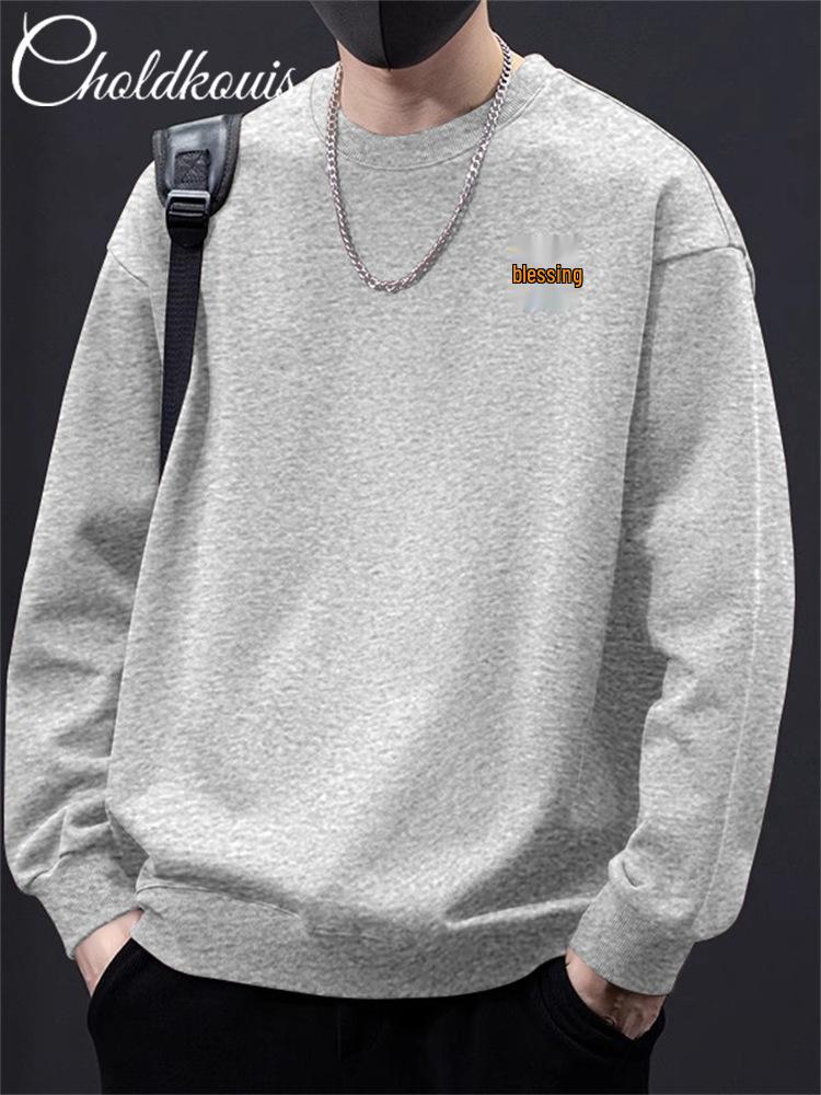 Men's Retro Trend Heavyweight Crewneck Sweatshirt - Spring/Autumn Versatile Loose Pullover.