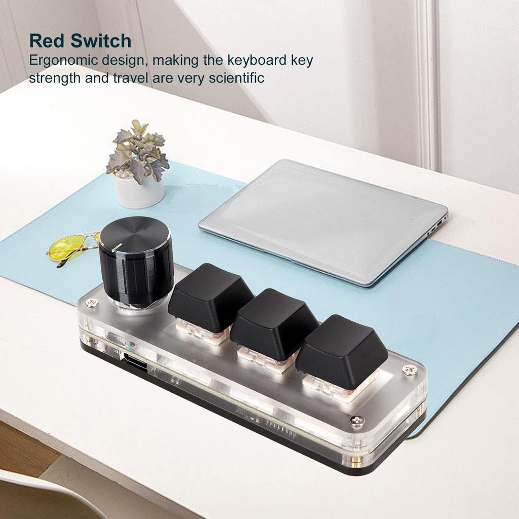 Wired Macro Ergonomic Customized Macro Pad Gaming Programmable USB Mini Keypad for Desktop Function Keypad with Knob 1 Keyboard, One-Handed Keyboard,