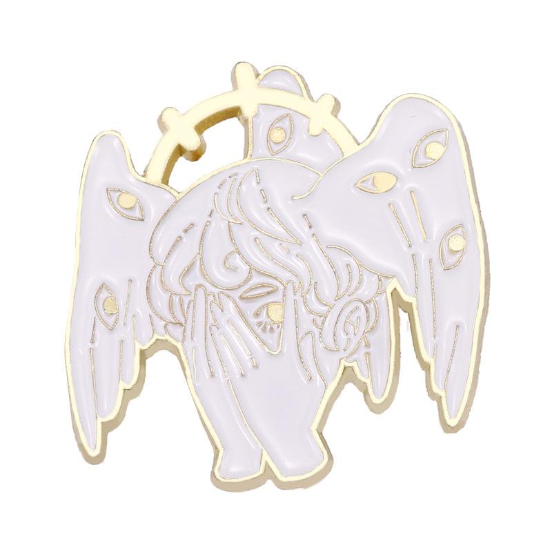 

Brooch Striking Alloy Of Cartoon Demon Girl Design With Wings And Halo For Bags Trendy