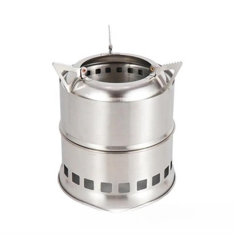 Portable Stainless Steel Folding Camping Stove - Smokeless, Windproof, Compact Outdoor Heater