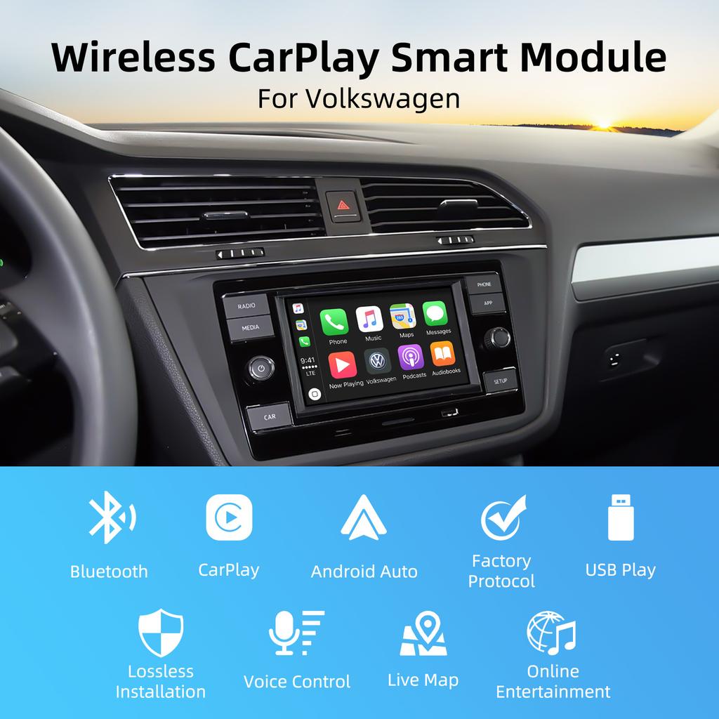 Wireless Carplay Android Auto Upgrade Module Box For VW Volkswagen Tiguan Magotan Passat T-Cross Superb Sagitar With MIB2 System