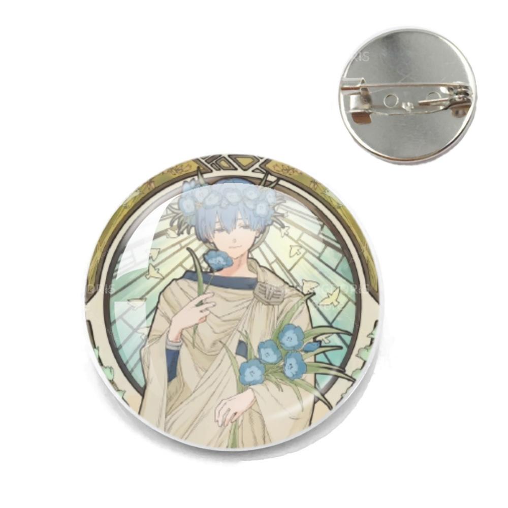 Anime Frieren Pins Cartoon Badge Round Creative Glass Metal Brooches For Backpack Jewelry Accessories Gifts