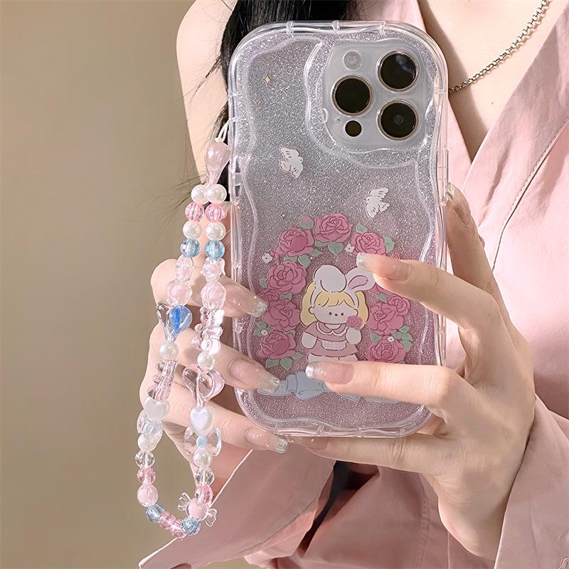 Zhitai Cream Pattern Bracelet Case for iPhone 15 Pro, 14, 13, 11 Pro Max, XS, and 7/8.