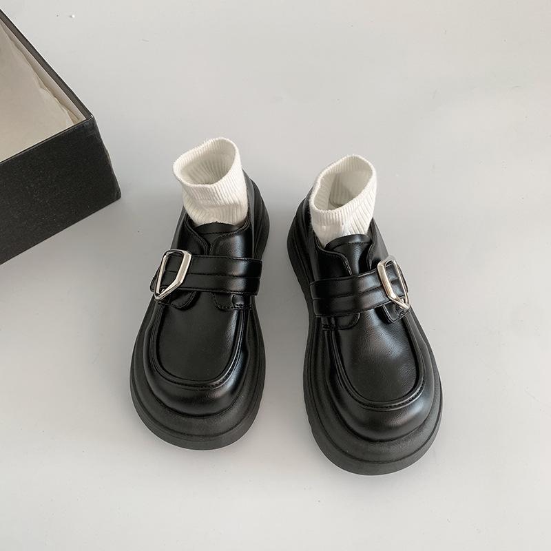 Round Head Retro Versatile British Style Platform Small Leather Shoes Women's Summer 2025 New White French Mary Jane Single Shoes