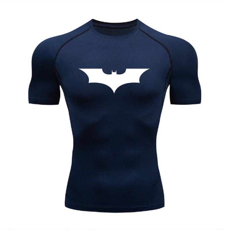 Men's Batman Compression Short Sleeve Sports T-Shirt for Running, Basketball, or Football - Quick Dry, Tight Fit, Round Neck.