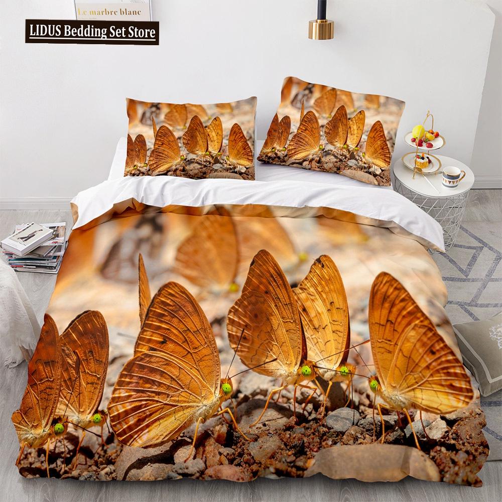 

Комплект пододеяльника с бабочками размера кинг, квин, полный, с принтом для мальчика, девочки, подростка, комплект постельного белья с дикими животными, полиэстеровый пододеяльник EU single(135x200cm)